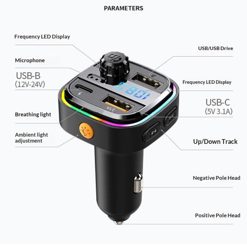 Bluetooth Handsfree Fm Transmitter Car Radio C26 Car Radio Modulato Mp3 Player Usb Super Quick Charge Adapter Car Accessories
