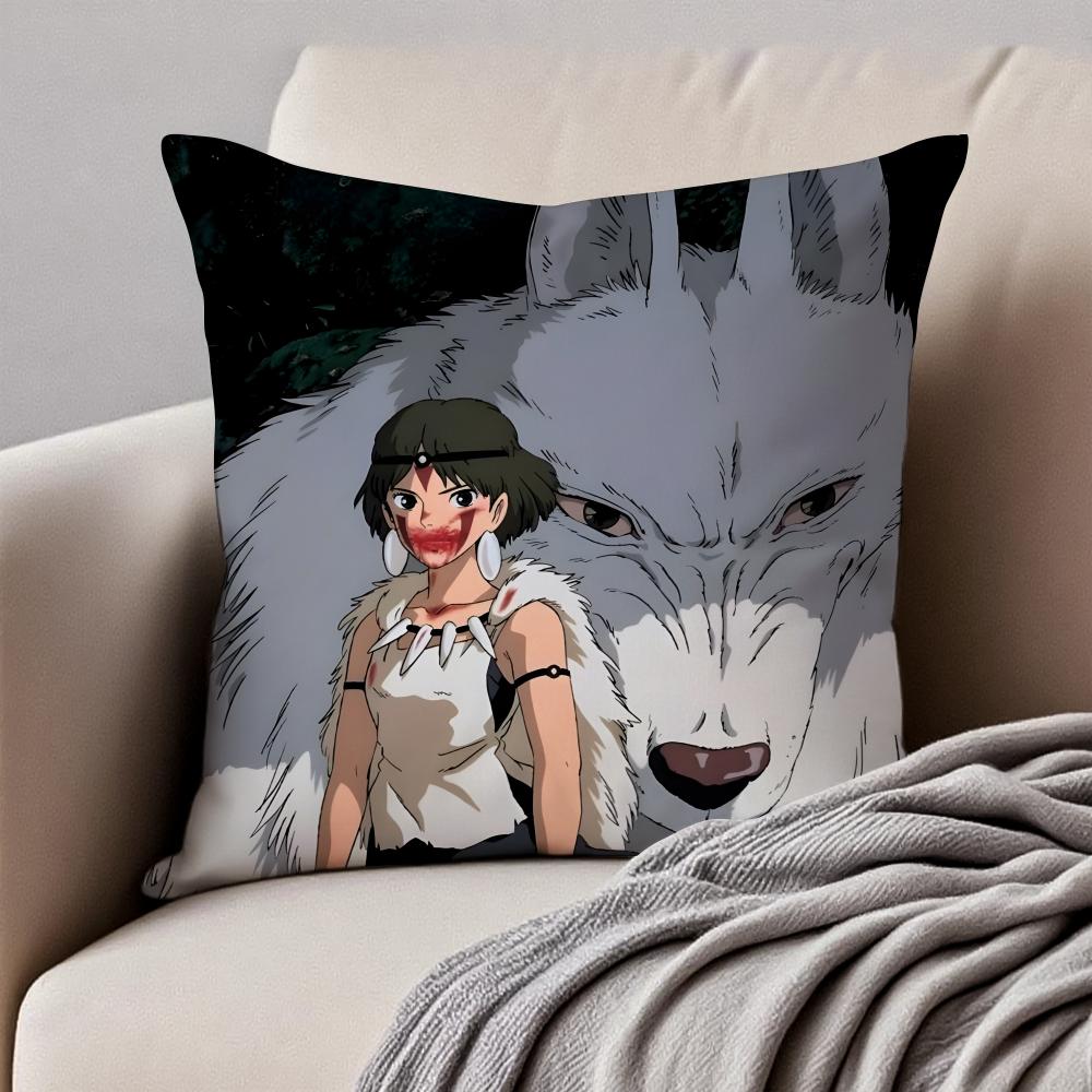 Fantasy Japanischer Anime Prinzessin Mononoke Kissenbezug Staubmilbenresistent Unsichtbarer Reißverschluss Kurzer Plüsch Sofakissen
