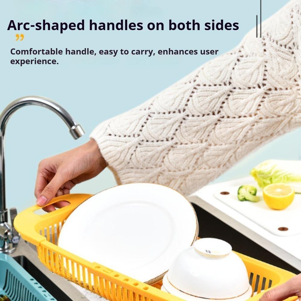 Extendable Over the Sink Colander Fruits and Vegetables Drain Basket Adjustable Strainer Sink Washing Basket for Kitchen
