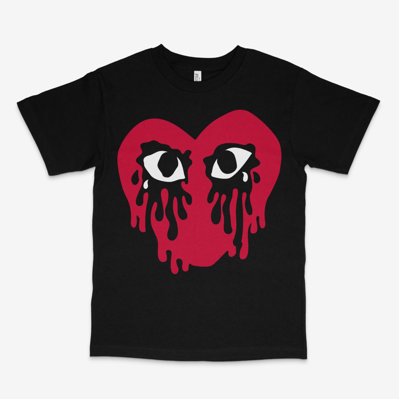 Crying Heart Bred 4s Drip Black Tee S разноцветный