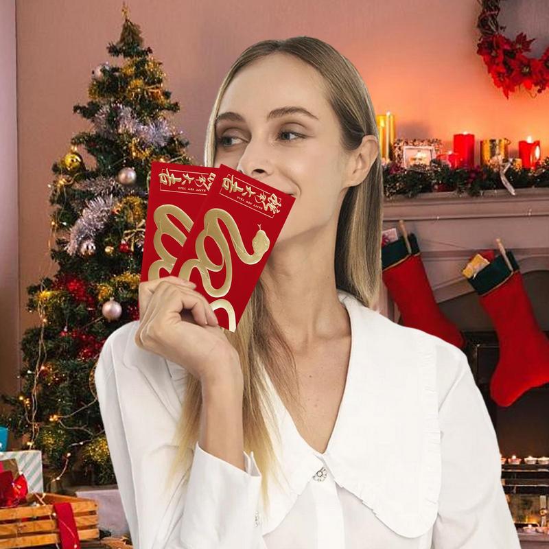 New Year Red Envelopes 10pcs Lunar New Year Lucky Money Bag Hot Stamping Chinese Red Envelopes for Spring Festival And Marriage