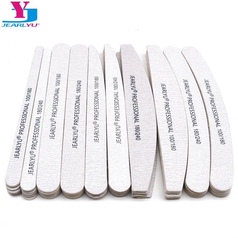 Premium Thick Nail Art Wood File - High-Quality Gray White Sandpaper, Knife & Half Moon Shape