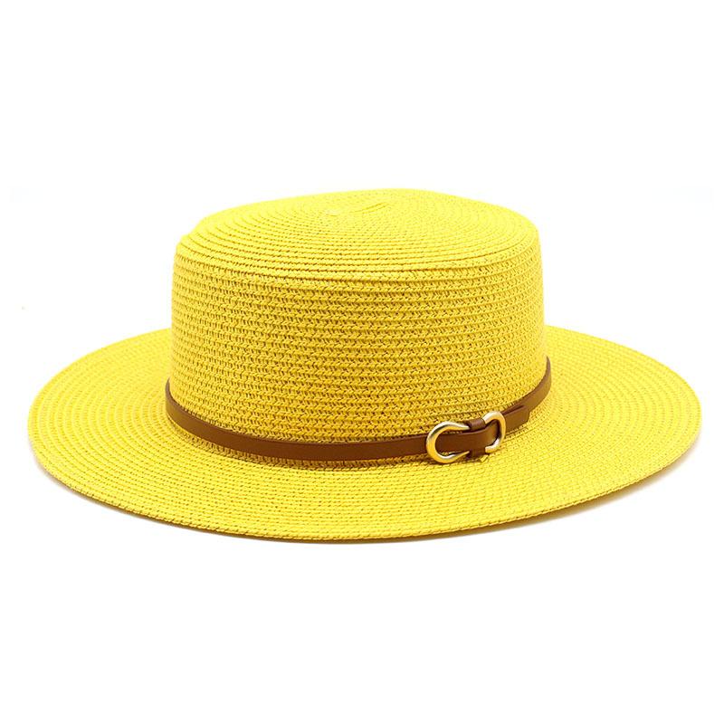 Spring And Summer Straw Hat Women'S Summer Flat Top Top Top Hat Seaside Vacation Beach Hat Internet Celebrity Straw Hat Sun Hat