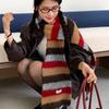 Long Plaid Wool Scarf Preppy Style Winter Cashmere Scarves Simple Stripe Scarf  Student