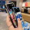 Custodia a cuore di lusso con fiocco in strass 3D con braccialetto di perle per Samsung Galaxy Z Flip 3 Z fold 4 Z Flip 5 Cover per Huawei P50 Pocket / oppo find N2
