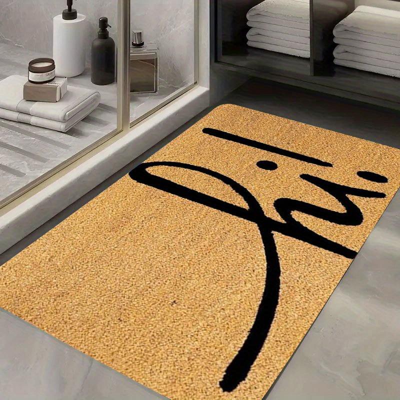 Hallo Schriftzug Design Rutschfeste Fußmatte Saugfähig Waschbar Dekorativer Teppich für Eingang Badezimmer Outdoor Camping