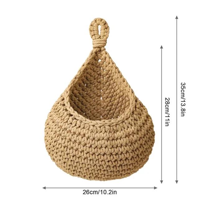 1pcs Handwoven Hanging Basket Wall Vegetable Fruit Organizer Container Decor for Kitchen Garden Mount Wall Plant Flower Onion