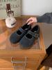 Mori Woolen Inner Heightening and Velvet Birkenstock Women's Shoes Are All-inclusive, Autumn and Winter Lazy People Pedal Loafers, Mary Jane Single S