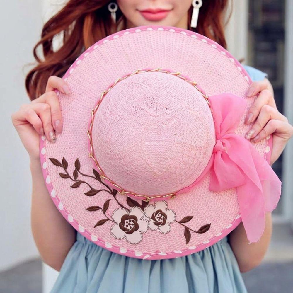 UV Protection Women's Sun Hat Flower Printed Straw Hat Fashion Fisherman's Hat Summer Outdoor