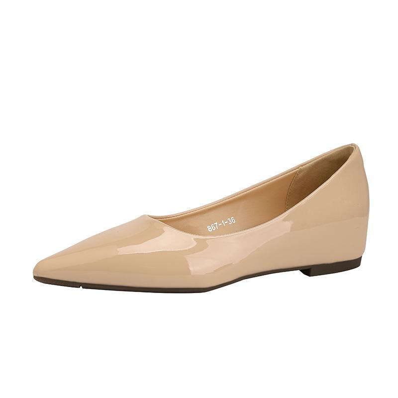 D867-1 inner height-increasing flat shoes pointed head shallow mouth professional single shoes women's work is not tired feet advanced sense versatil