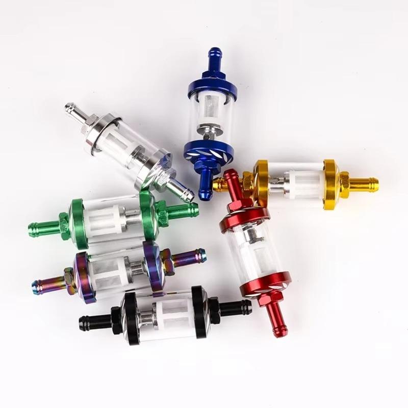 Universal Motorcycle Fuel Filter 8mm CNC Fuel Gas Filter Aluminum Alloy Auto Petrol Motor Machines Parts