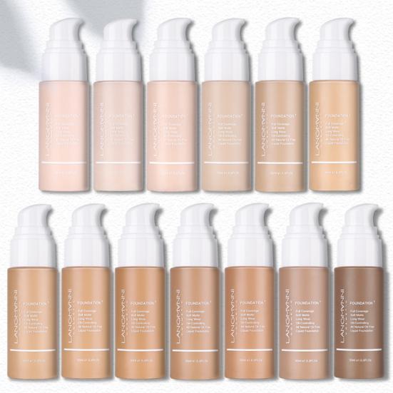 Langmanni Waterproof Whitening Full Coverage Liquid Foundation Face Concealer