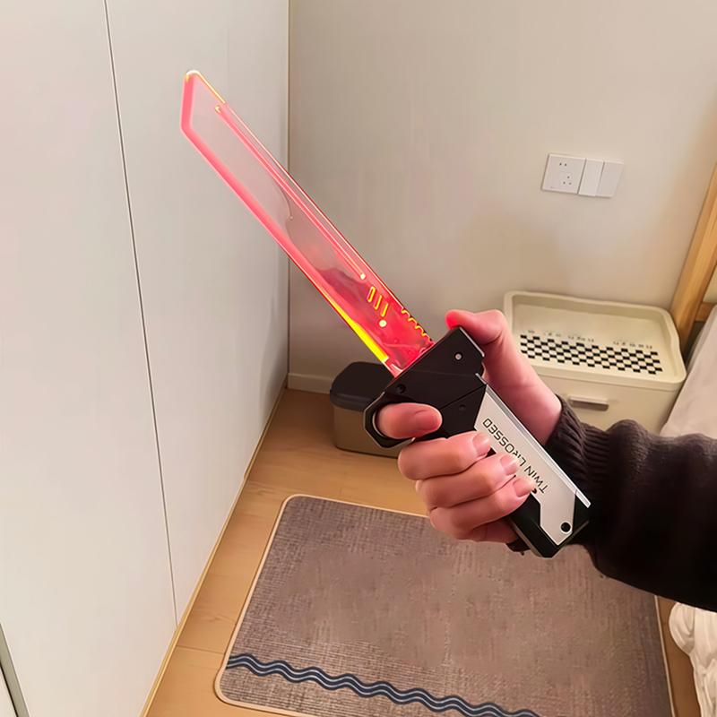 Non-Toxic Double-Bladed Lightsaber Extendable Light-Up Sword Toy Led Flashing Stress Relief Toy For Children Kids Interactive Cosplay Birthday