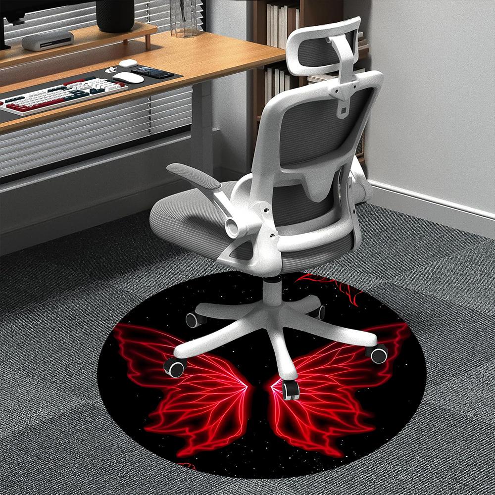 

1pc Butterfly Wings Office Round Area Rug, Indoor Mat Suitable ForOffice, Under Office Chairs Bedroom Living Room Home Decor, Room Deco q005 80cm by 80cm