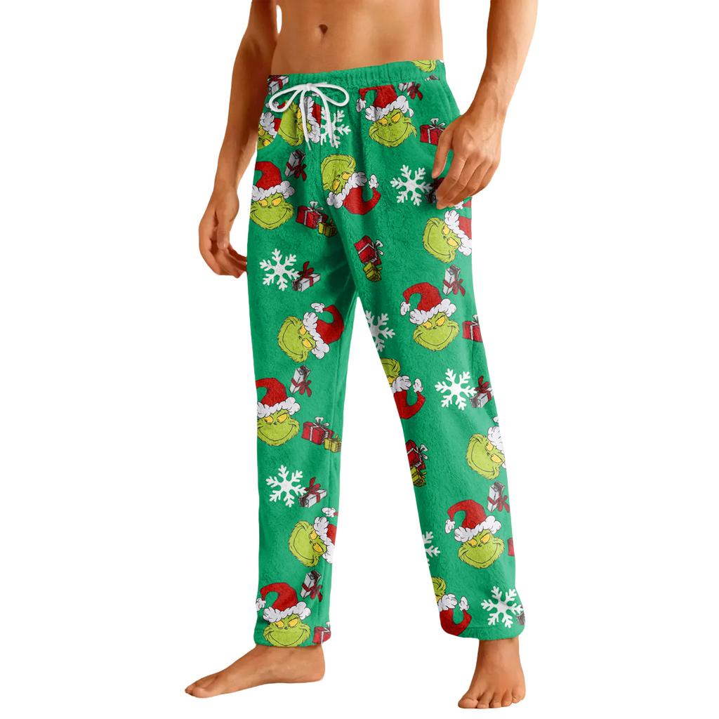 Men's Drawstring Pocket Flannel Casual Pants