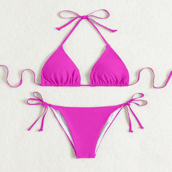 Damen Sexy Bikini Set Neckholder String Tie Side Zweiteiliger Badeanzug Mini Triangle