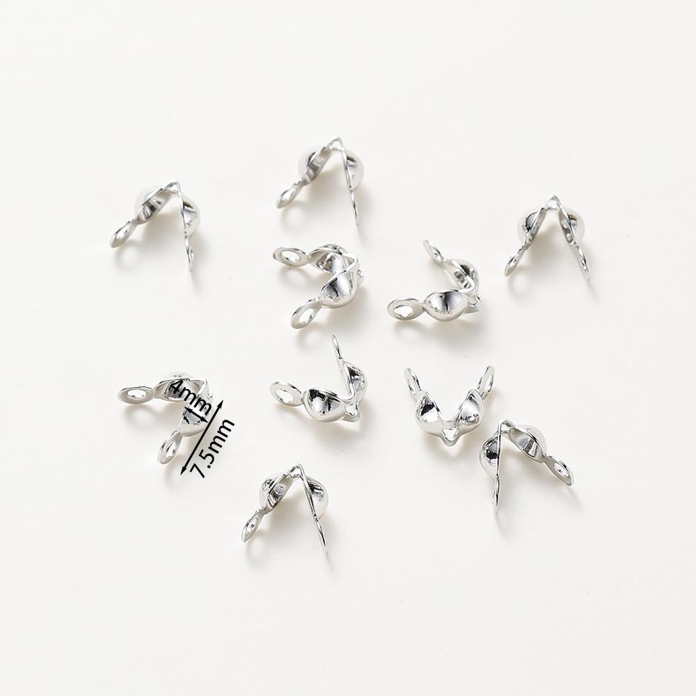 14K 18K Real Gold Plated Double-Cup Bead End Clasp Beads Open Cover Crimp Connector Bead For DIY Jewelry Making Necklace Compont