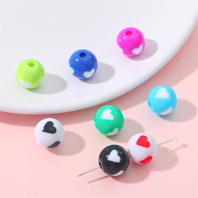 Handmade Bracelet Beads Acrylic Color Round Beads Diy Handmade Beading Materials Homemade Colorful Bracelet Necklace Pendant Jewelry Loose Beads