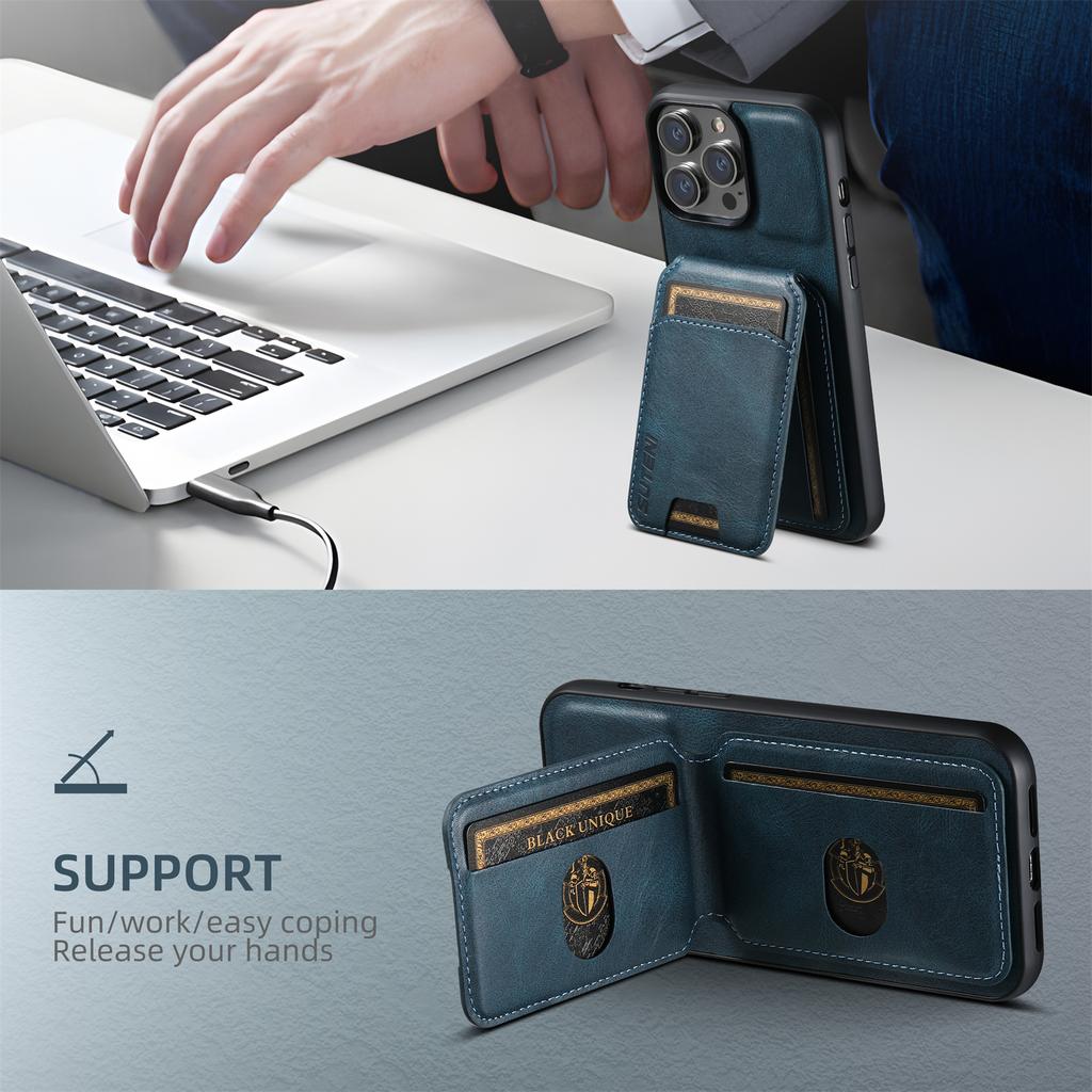SUTENI Luxury Leather Card Holder Phone Case Wallet Kickstand Cover For iPhone 16 15 14 13 12 11 Pro Plus Max X Xs XR