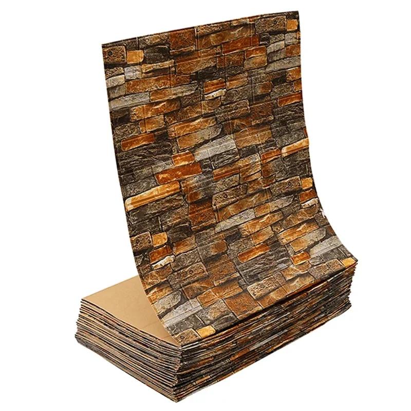 10M 3D Imitation Brick Grain Wall Sticker Wallpaper Antique Effect Self-adhesive Bathroom Kitchen TV Background Wall Home Decor
