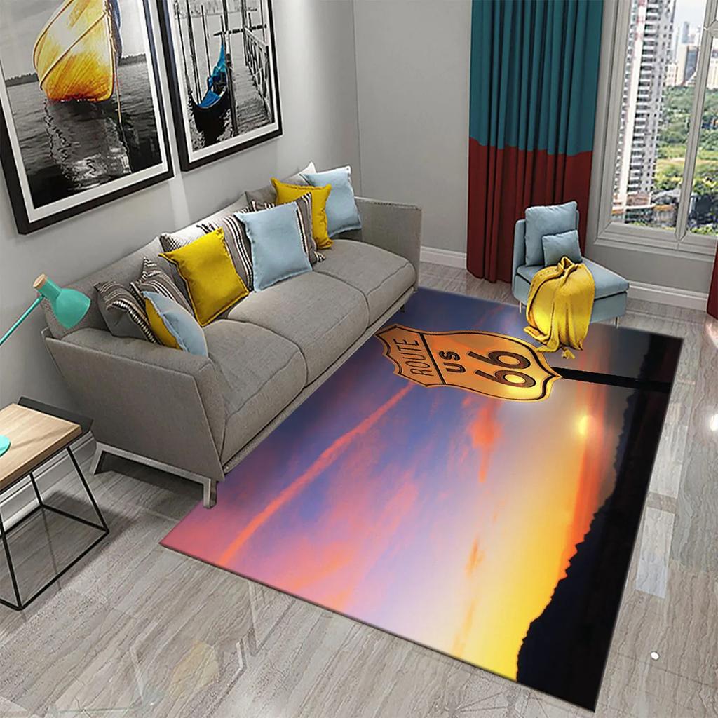 Historic Route 66 Non-slip Carpet Soft Area Rug for Living Room Kids Bedroom Kitchen Decor Floor Mat
