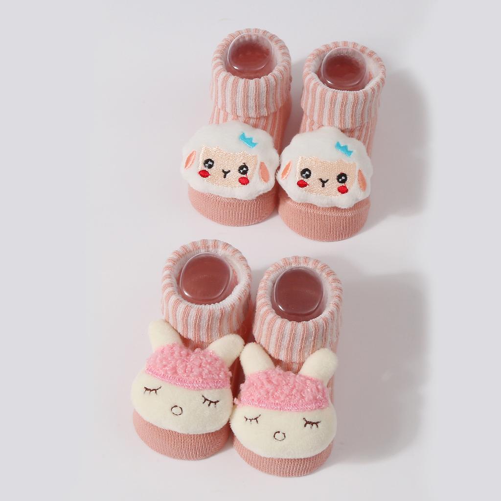 2 Pairs 0-6 Months Baby Socks Newborn Baby Girls Socks Spring and Autumn Cute Cartoon Cotton 3D Doll Sock Infant Socken