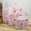 Handheld Plastic Bag Pink Cartoon Rabbit Pattern Shopping Mall Shopping Packing Bag Food Dessert Biscuit Packing Handle Bags