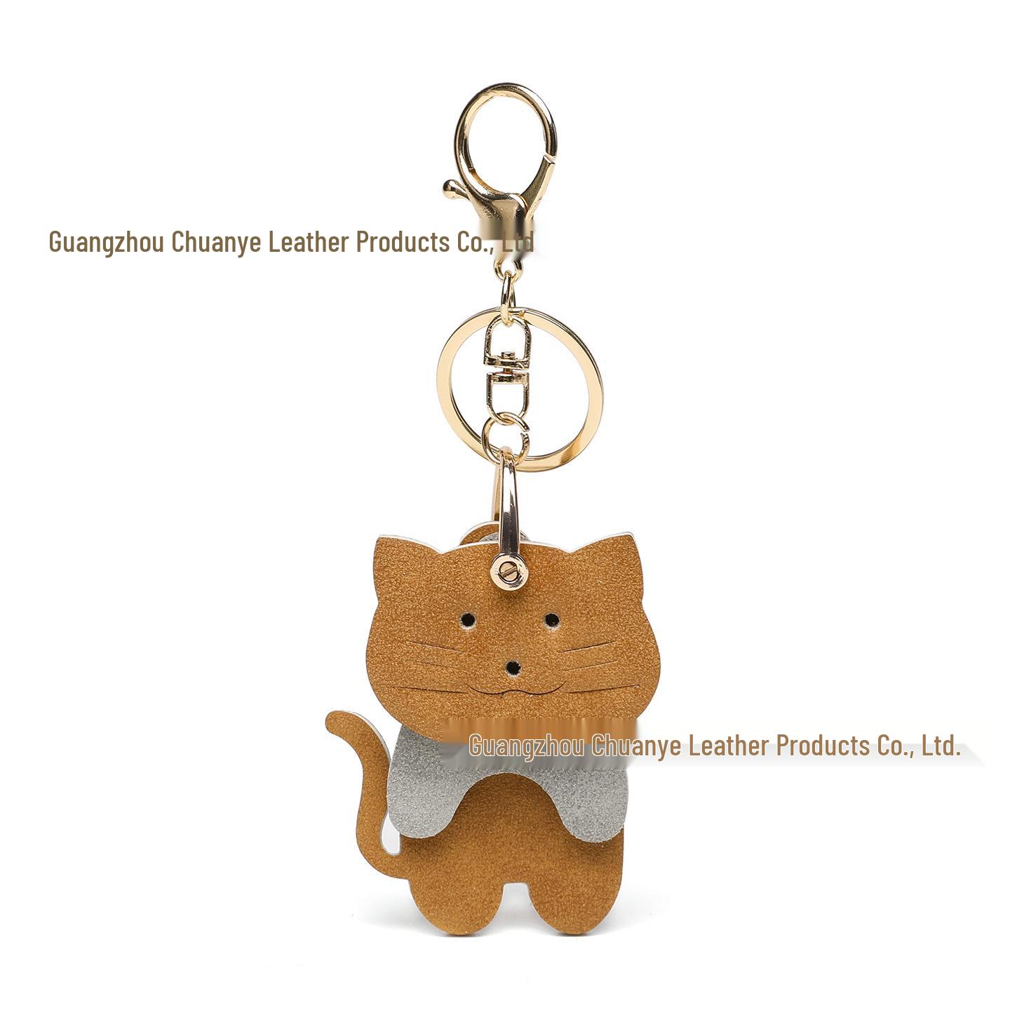

Adorable Kitten Leather Keychain & Bag Charm сірий колір/світло-коричневого кольору