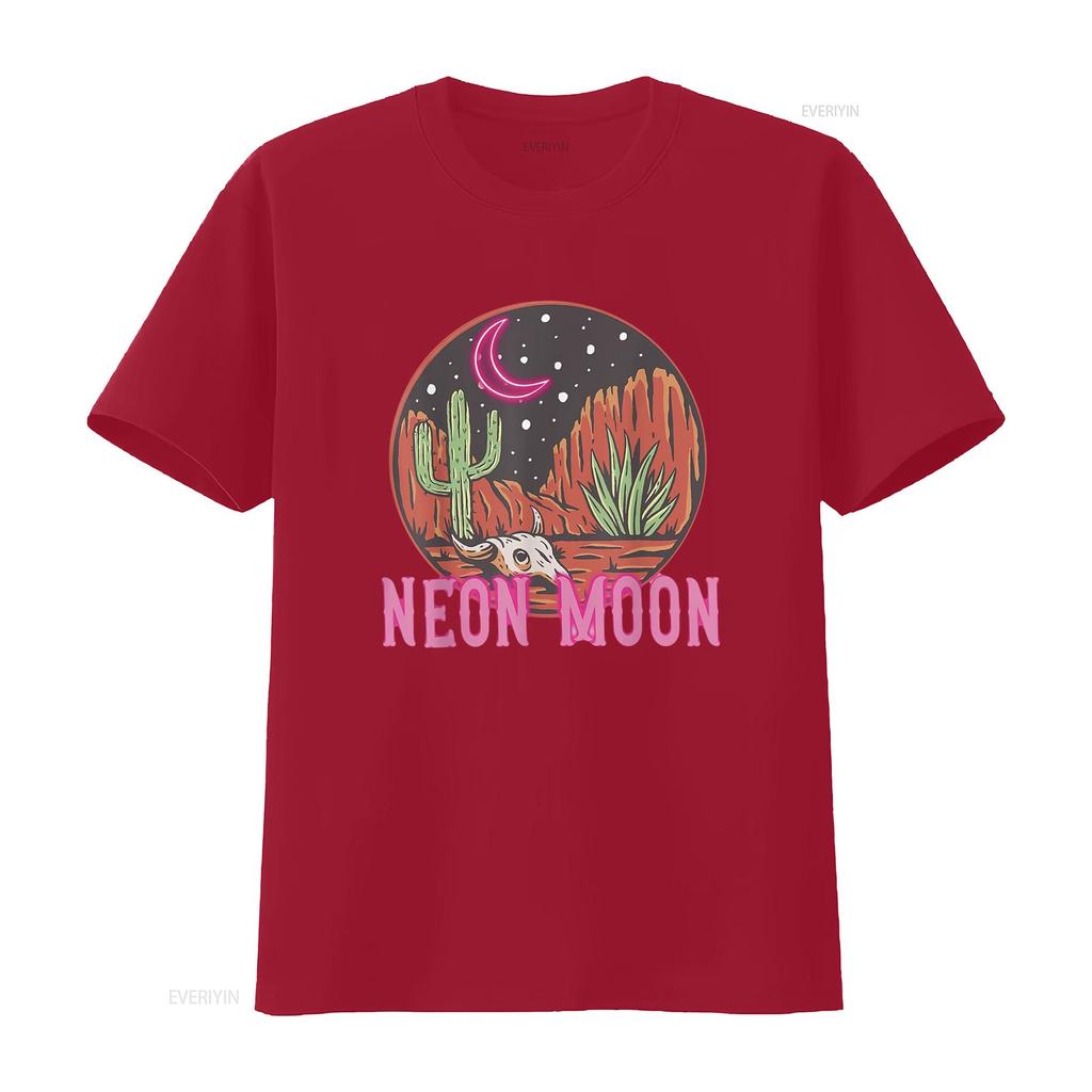 Neon Moon 90s Cactus Desert Country Western Cowboy Cowgirl T Shirt vintage Washed Versatile Stretched streetwear graphic Soft