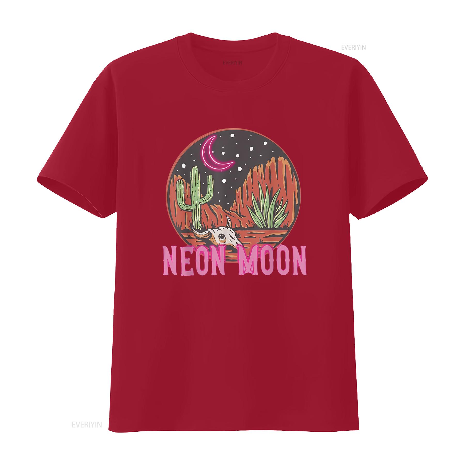 Neon Moon 90s Cactus Desert Country Western Cowboy Cowgirl T Shirt vintage Washed Versatile Stretched streetwear graphic Soft S