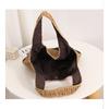 IELGY Color Matching Casual Portable Straw Bag Contrast Color Woven Seaside Vacation Beach Bag
