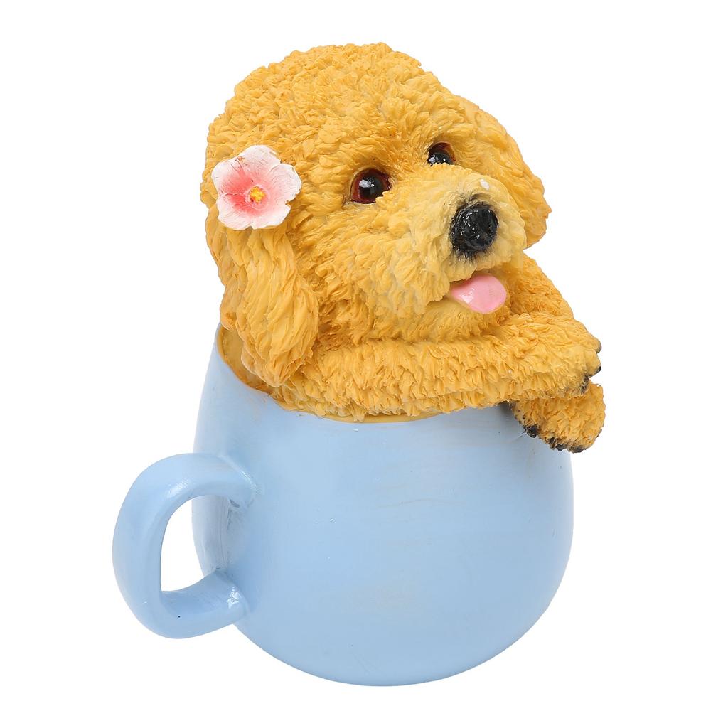 Originality Cup Dog Ornament Synthetic Resin Crafts Garden Decoration for Home YardYellow