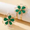 Women's Jewelry Set, Stereo Flower Green Holiday Style Ring Bracelet, Suitable for Daily Wear and Vacation