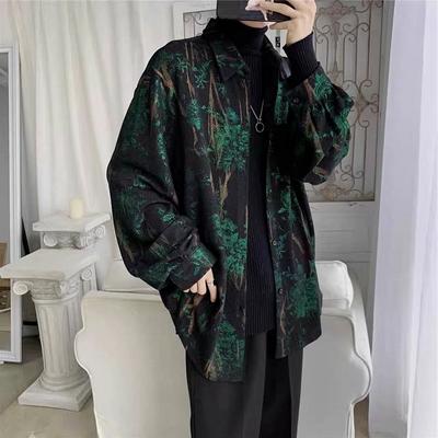Camicie da Uomo Primavera Autunno Temperamento Retrò Stampa Floreale Manica Lunga Coreana Larga Casual Maschile