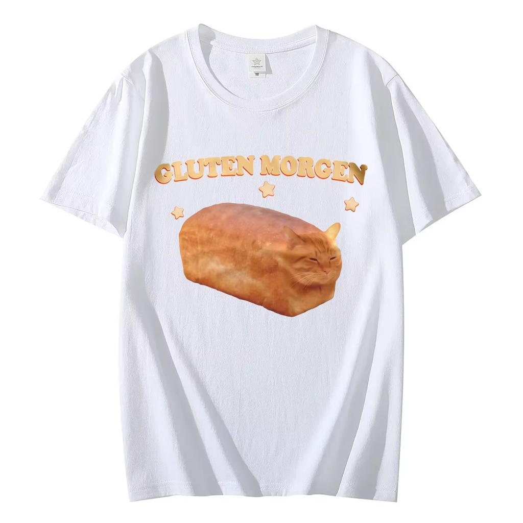 Gluten Morgen Divertente Gatto Meme Maglietta Alta Qualità Moda Magliette Oversize Uomo Donna Cotone Manica Corta Maglietta