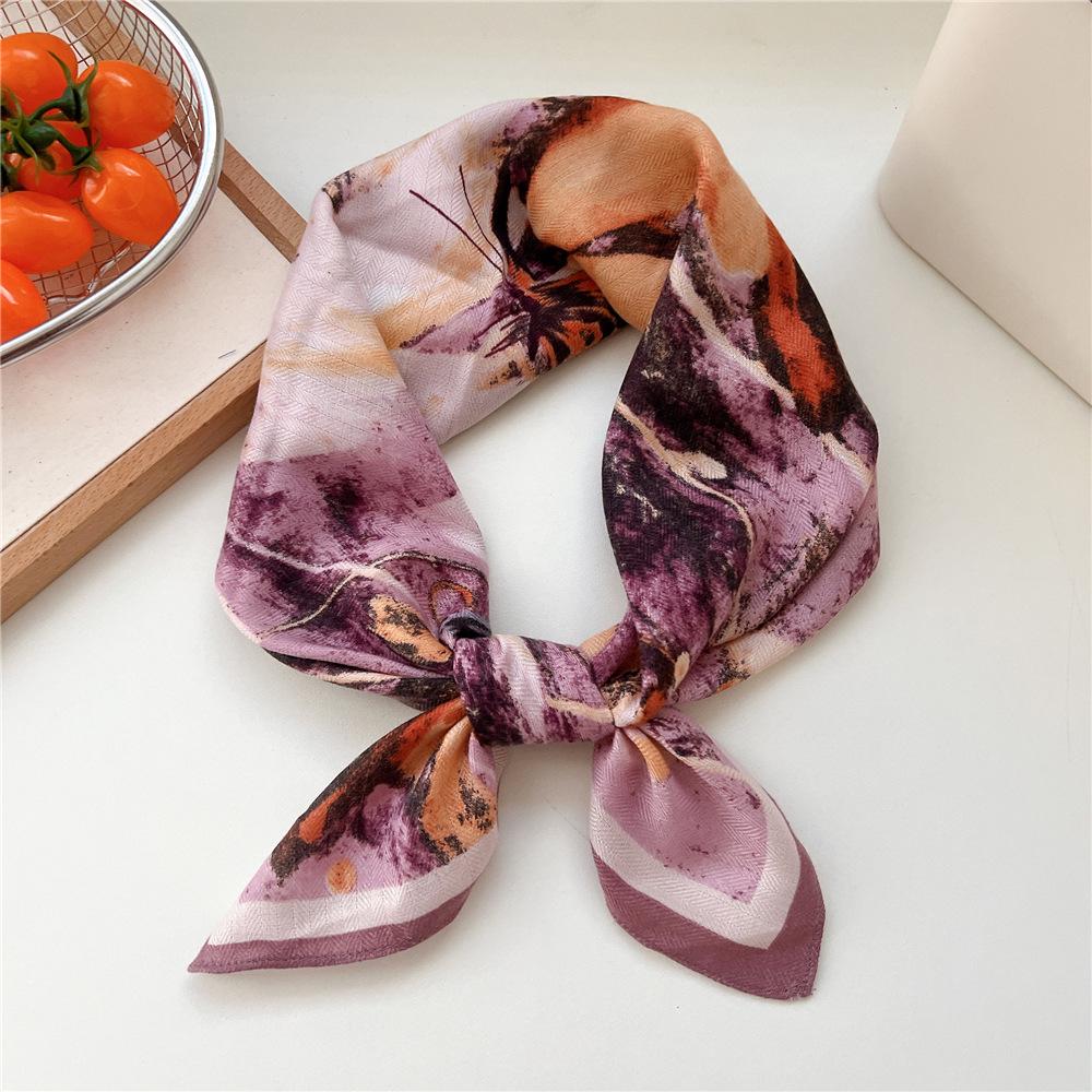 Versatile Women's Silk Cotton Linen Scarf: Fashionable Square Neck Accessory for Spring to Autumn