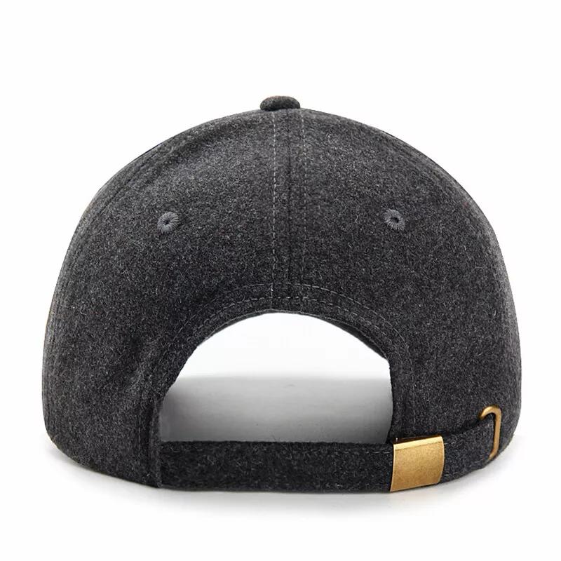 Mens Plain Wool Blend Baseball Cap Winter Warm Golf Hat Adjustable Snapback Hats