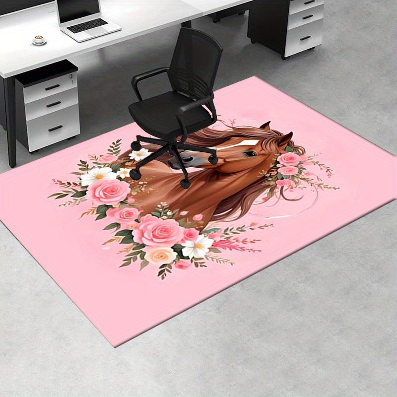 1pc Horse, Floral, Pink Office Carpet Soft Polyester Entrance Carpet Washable Non slip Machine Washa