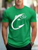 Fashion Fishing Pattern Printed T-shirt Funny Fish Graphic T Shirt Summer Casual Crew Neck Short Sleeve Street Tops