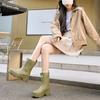 Waterproof shoes rain shoes women's medium tube non-slip wear-resistant rain boots rubber shoes fixed velvet thick-soled high tube snow water boots
