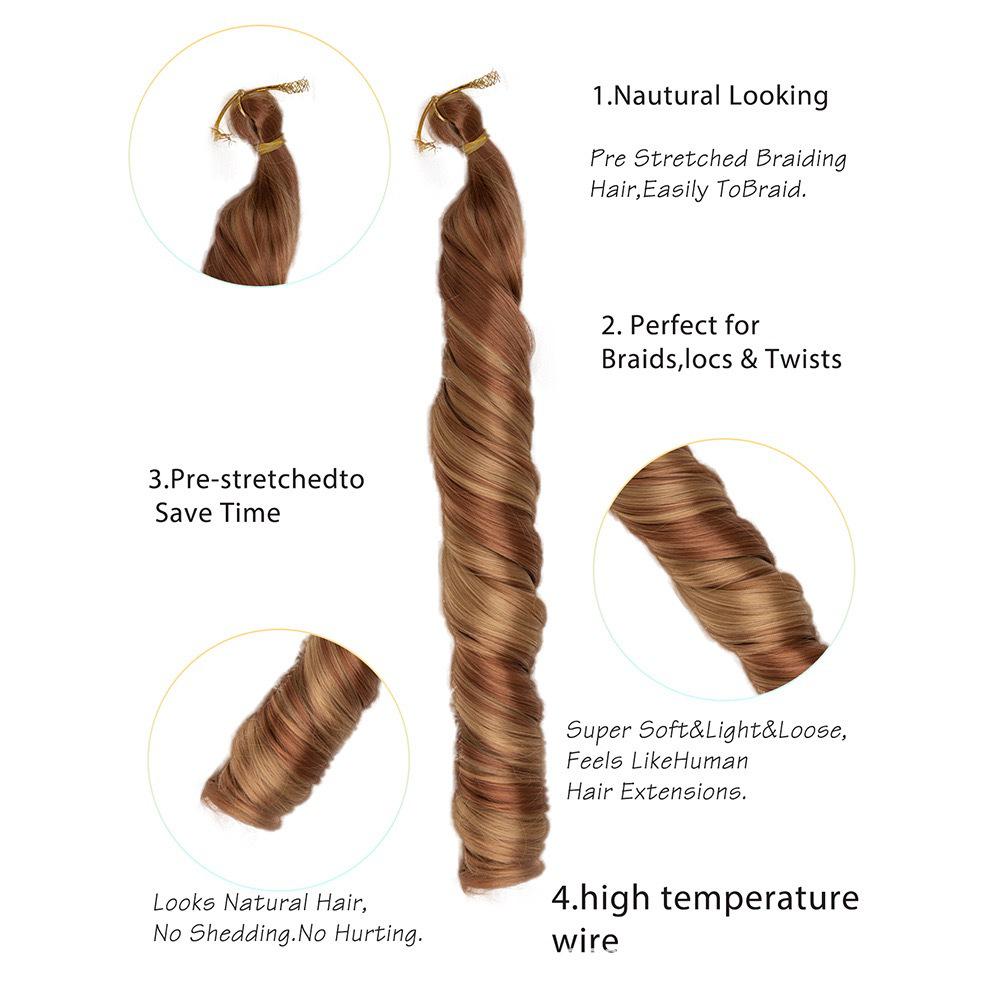 24" 150g French Curly Big Barrel Curl African Crochet Synthetic Hair Extensions