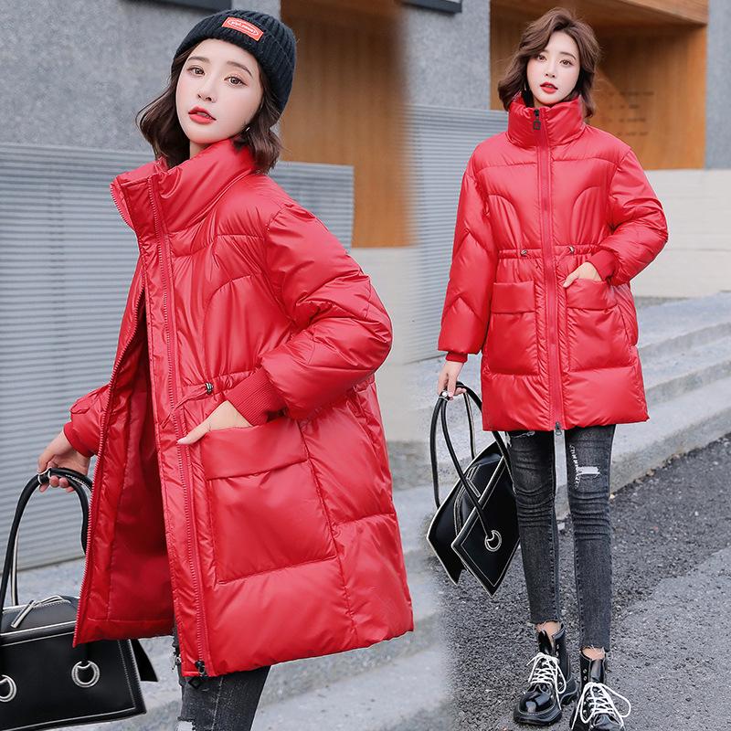 Buy Winter Jacket Women Loose Medium Length Bright Leather Down Winter