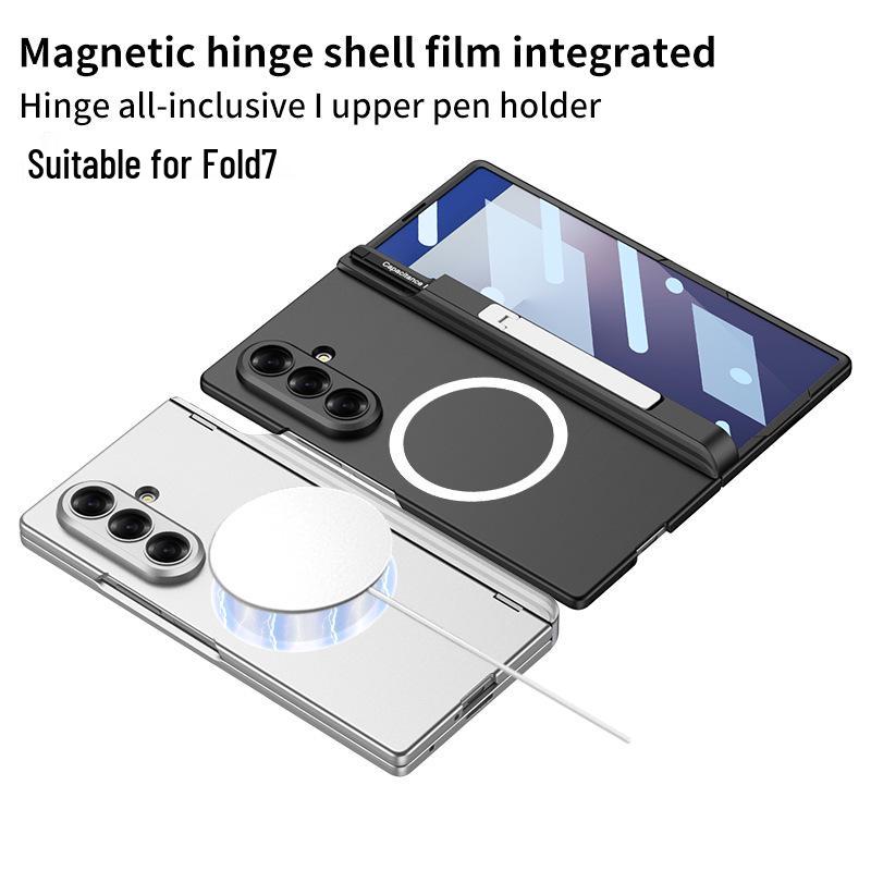 Samsung Fold 7 Wireless Charging Case: Magnetic Pen Holder, Creative Stand, Full Coverage Protection