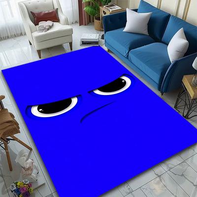 Angry Blue Face Minimalist Design Patterned Carpet, Suitable As a Non Slip Play Mat for the Living Room and Bedroom Sofa