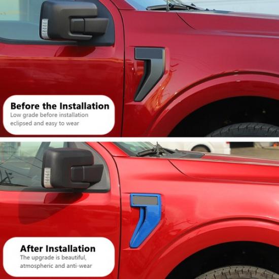 Blue Front Fender Side Vent Cover Trim Bezels For Ford F150 2021-22 Accessories