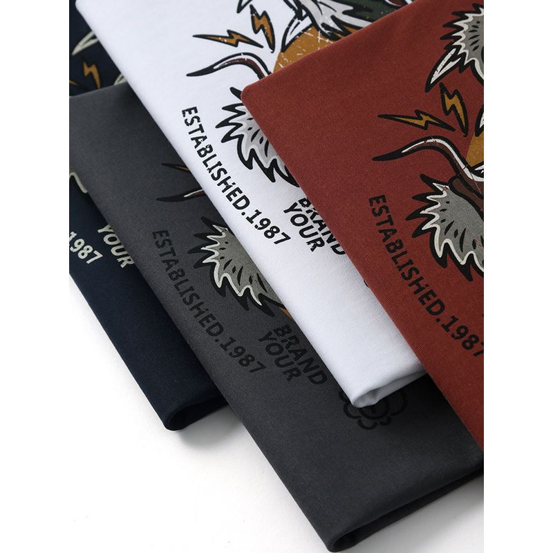 New Chinese Style T-Shirt Men's Short-Sleeved Summer Mercerized Cotton Trendy Trendy Base Shirt Export Cattle Goods Casual T-shirt