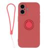 For iPhone 17 Silicone Case with Strap Ring Kickstand Phone Cover
