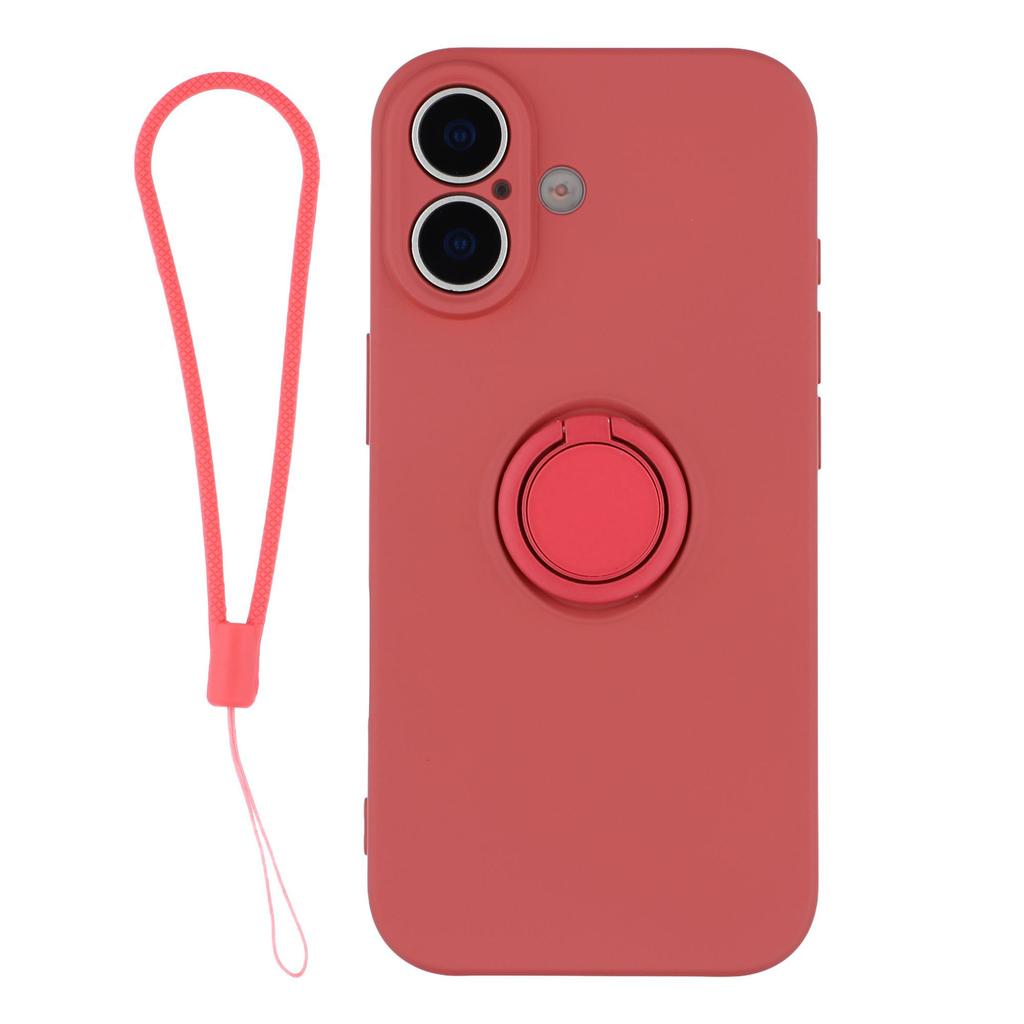 For iPhone 17 Silicone Case with Strap Ring Kickstand Phone Cover