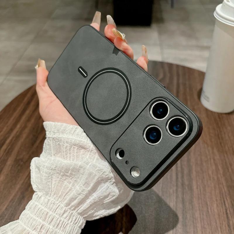 Retro Matte Leather For Magsafe Magnetic Phone Case for iPhone 17 Air 16 15 14 13 12 11 Pro Max Plus Comfortable Back Cover Capa