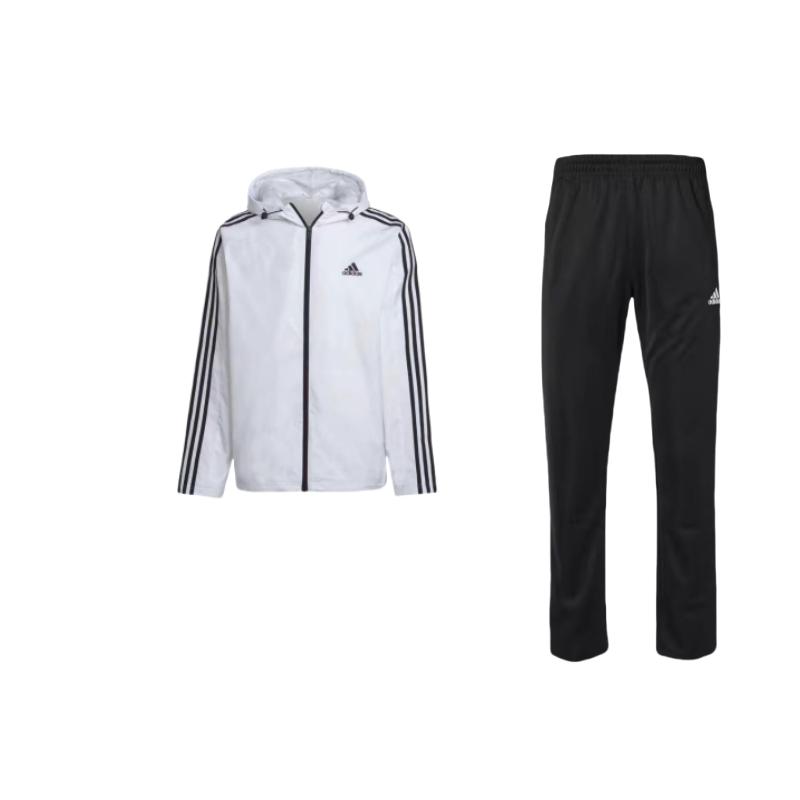 

Adidas Sport Lifestyle Series Three Stripe Printed Logo Zip-Up Hoodie Long Sleeve Pants Casual Sports Set Men sets TR30P-BW+IB0382 S